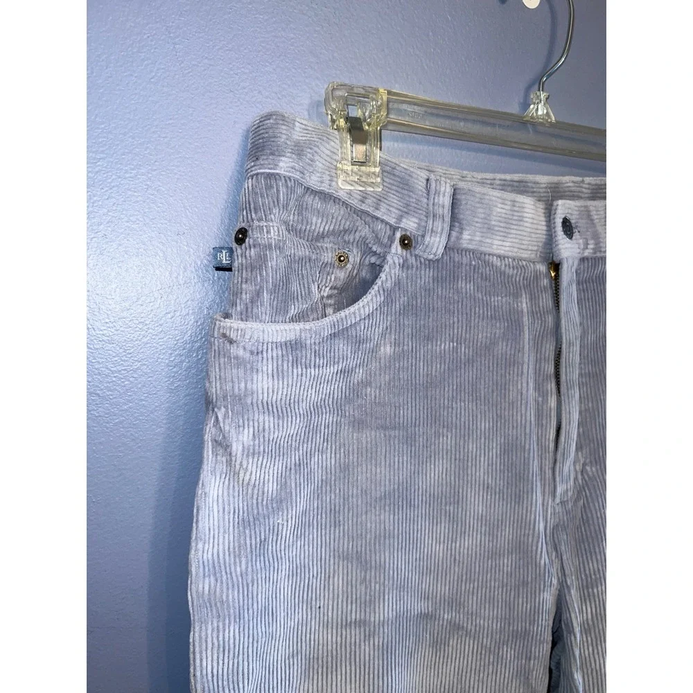 Women's Lauren Ralph Lauren Light Blue Velour Corduroy Pants SZ 14‎ ALTERED